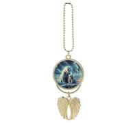 Polar Bears Northern Lights Car Pendant, Rear View Mirror Hanging Ornament, Auto Decor for Rearview Mirror, Keychain Golden-Style