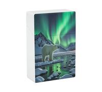 Polar Bears Northern Lights Cigarette Case Stylish Lightweight Pocket Holder Case for Smoke Waterproof Cigarette Dispenser Cigarettes Accessories for Outdoor Camping Hiking