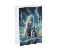 Polar Bears Northern Lights Cigarette Case Waterproof Cigarette Protective Cover Push Open Cigarette Holder Case Crushproof Cigarette Box for Smoking Accessories 20 Capacity Normal Size