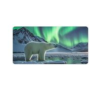Polar Bears Northern Lights Desk Pad Protector Large Waterproof Desk Mat Blotter Non-Slip Rubber Base Multifunctional Mouse Keyboard Gaming Pad Big Computer Mat for Home Office