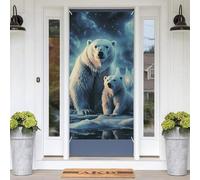 Polar Bears Northern Lights Door Banners for Front Doors, Spring Summer Decorative Door Cover Welcome Porch Banner Decoration Hanging Wall Background for Party Supplies Indoor Outdoor Home Decor