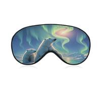 Polar Bears & Northern Lights Eye Mask, Adjustable Strip, Blocks Light Sleep Mask, Sleep Eye Mask for Night Sleeping Travel Nap 8.1 * 4.1 Inches