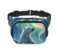 Polar Bears & Northern Lights Fanny Pack For Women Waterproof Adjustable Belt Bags Waist Pack Fashion Casual Crossbody Bags Bum Bag For Running Workout Hiking Traveling, Black, One Size