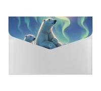 Polar Bears & Northern Lights Folder Expanding File Accordion File Folders with Labels Portable Document Paper Bill Receipt Organizer for Home College Office