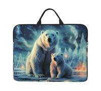 Polar Bears Northern Lights Laptop Case 14 Inch Laptop Sleeve Computer Carrying Bag Shockproof Protective Notebook Case Portable Laptop Bag Waterproof Briefcase Bag for Men Women