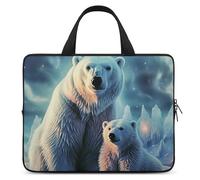 Polar Bears Northern Lights Laptop Sleeve Ultra-Thin, Waterproof 10inch Laptop Bags, Portable Protective Computer Bag with Hand Strap