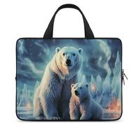 Polar Bears Northern Lights Laptop Sleeve Ultra-Thin, Waterproof 15inch Laptop Bags, Portable Protective Computer Bag with Hand Strap