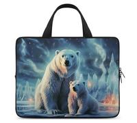 Polar Bears Northern Lights Laptop Sleeve Ultra-Thin, Waterproof 17inch Laptop Bags, Portable Protective Computer Bag with Hand Strap