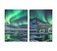 Polar Bears Northern Lights Passport Holder Ultra Slim PU Leather Travel Document Organizer Compact Premium International US Passport Protector Cover for Women Men