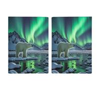 Polar Bears Northern Lights Passport Holder Ultra Slim PU Leather Travel Document Organizer Compact Premium International US Passport Protector Cover for Women Men