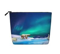 Polar Bears Northern Lights Patterned Single Layer Cosmetic Bag, Travel Toiletry Bag, Suitable for Business Trips and Daily use.