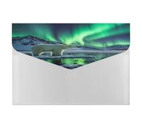 Polar Bears Northern Lights Plastic Envelopes with Snap Closure Poly Folders for Document Reusable File Bags A4 Letter Size Document Holder Office Supplies Organization Storage