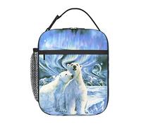 Polar Bears Northern Lights Printed Insulated Lunch Bag for Men Women - Durable Lunch Cooler Tote Bag for Work, School, and Travel