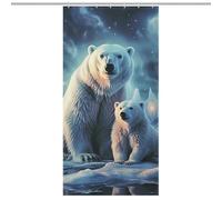 Polar Bears Northern Lights Shower Curtains for Bathroom, Waterproof Fabric Bath Curtain with 12 Hooks, Washable Lightweight Bathroom Decor 36x72Inch（92x183cm）
