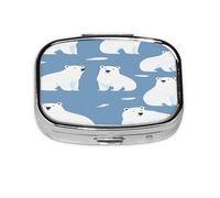Polar Bears Pattern Pill Case Pill Box Travel Pill Organizer Small Square Medicine Box for Purse & Pocket Gifts