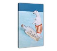 Polar Bears Save The Planet Canvas Poster Wall Art Decor Print Picture Paintings for Living Room Bedroom Decoration 12x18inch(30x45cm)