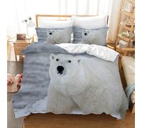 Polar Bears Single Duvet Cover Sets 3 Piece, Animals Bedding, Soft and Breathable Microfiber Zipper Quilt Cover and 2 Pillowcases, Easy to Clean and Care, for Bedroom