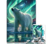Polar Bears Under The Aurora Jigsaw Puzzles for Adults Teenagers Jigsaws Puzzle,Toys Educational Games Stress Relieving Wishlist with Santa Claus (38x26cm)