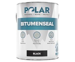 Polar Bitumenseal Black Paint - 5KG - Instant Waterproof Bitumen Roof Sealant - Ideal for Leaks, Cracks & Pitched Roof Repair - Concrete, Brick, Asphalt, Drainpipes & Gutters - Easy to Apply