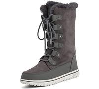 Polar Boot Women’s Mid Calf Waterproof Winter Boots - Fleece Lined Lace-Up Snow Boots with Insulation & Non-Slip Sole - Outdoor Cold Weather Footwear - Grey Suede - UK 8
