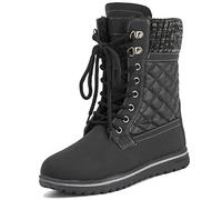 Polar Boot Women’s Waterproof Quilted Winter Snow Boots - Fur-Lined Short Ankle Boots with Thermal Insulation, Anti-Slip Rubber Sole & Lace-Up Design for Cold Weather - Black Leather Cardy - UK6/39