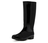 Polar Boot Women’s Waterproof Wellington Boots - Tall Rubber Rain Wellies with Slip-Resistant Sole - Durable Outdoor Festival & Garden Footwear - Black Gloss - UK3/EU36