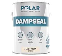 Polar Damp Seal Paint - Primer & Topcoat for Indoor Walls & Ceilings - Mould Resistant Stain Blocker Paint- Quick Drying for Wood, Plaster, Cement and Stone - Satin Finish - Magnolia - 2.5L