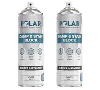 Polar Damp & Stain Block Spray - 2x500ml, Matt White - Covers Damp, Mould, Grease, Nicotine & Rust Stains - Anti Mould & Damp Proof Paint for Internal Walls & Ceilings - Dries in 10 Min, Low Odour