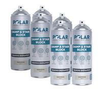 Polar Damp & Stain Block Spray - 6x500ml, Matt Magnolia - Covers Damp, Mould, Grease, Nicotine & Rust Stains - Anti Mould & Damp Proof Paint for Internal Walls & Ceilings - Dries in 10 Min, Low Odour