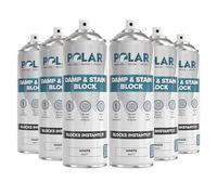Polar Damp & Stain Block Spray, 6x500ml, Matt White, Low Odour | One-Coat Anti Mould Primer and Sealer, Damp, Grease, Nicotine and Rust Stain Blocker, 10 Minute Dry, Low Odour