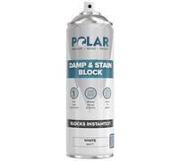 Polar Damp & Stain Block Spray - Covers Damp, Mould, Grease, Nicotine & Rust Stains - Anti Mould & Damp Proof Paint for Internal Walls & Ceilings - Dries in 10 Min, Low Odour - Matt White - 500ml