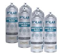 Polar Damp & Stain Block Spray - Covers Damp, Mould, Grease, Nicotine & Rust Stains - Anti Mould & Damp Proof Paint for Internal Walls & Ceilings - Dries in 10 Min, Low Odour - Matt Magnolia - 6x500ml