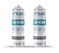 Polar De-Icer Spray - Car De-Icer - Windscreen Ice Remover - 2x500ml | Fast-Acting Car De-Icer - Melts Ice & Frost Down To -20°C - Stops Re-Freezing - For Windscreens, Mirrors, Locks & More