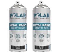 Polar Direct to Rust Metal Spray Paint - 2 x 400ml, Gloss Black - Durable All-in-One Paint & Primer - For Outdoor & Indoor - Corrosion Resistant, Tough Protection - Metal Primer