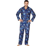 Polar Express The Adult Believe Button-Front Coat Shirt and Pants Pajama Set (Small) Blue