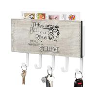 Polar Express The Bell Still Rings Christmas Key Holder Motivational Wall Mount Key Hanger Self Adhesive Key Hanging Rack Rustic Mail Holder Decorative for Home Office Entryway 7x4 Inch