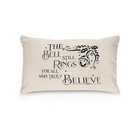 Polar Express The Bell Still Rings Christmas Throw Pillow Covers Quotes Pillow Cases Cotton Cushion Cover Home Farmhouse Decorations Pillowcase for Sofa Couch Bedroom Living Room