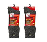 Polar Extreme Mens Thermal Sock Pack of 2, Black Marled, 10-13