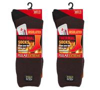 Polar Extreme Thermal Hiking Sock For Men & Women, Insulated Warmth for Cold Weather Boot Comfort, One Size Fits Most, 2 Pack, Brown/Black, 9 UK