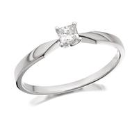 Polar Fire 9ct White Gold Princess Cut Diamond Solitaire Ring - 1/4ct - D6603