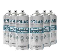 Polar Flawless Lacquer Spray - 6x400ml, Clear - Protective Coating for Wood, Ceramic, Glass, Plastic & Metal - Scratch Resistant & UV Protection - Primer for DIY, Interior & Exterior - Satin Finish