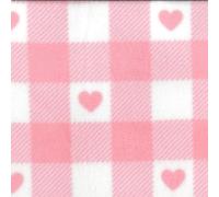 Polar Fleece Anti Pil Fabric Love Hearts Gingham Valentines Picnic Blanket (Sold Per Half Metre) (Pink)