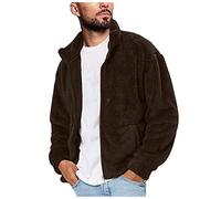 Polar Fleece Jacket Mens, Fuzzy Fleece Jacket Mens Fleece Jacket With Zip And Pockets Warm Loose Fit Tops For Men Hooded Warm Plush Cardigans Long Sleeve Full Zip Coat Outwear Mens Zip Up Cardigans