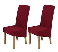 Polar Fleece Large Size Dining Chair Covers Set of 2,Dining Room Chair Slipcovers,Stretch Removable Washable High Back Chair Covers for Dining Room,Hotel,Kitchen,Banquet,Home(Burgundy,Pack of 2)