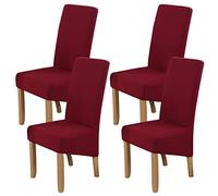 Polar Fleece Large Size Dining Chair Covers Set of 4,Dining Room Chair Slipcovers,Stretch Removable Washable High Back Chair Covers for Dining Room,Hotel,Kitchen,Banquet,Home(Burgundy,Pack of 4)