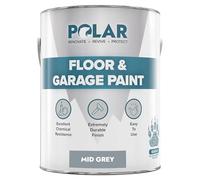 Polar Floor & Garage Concrete Paint, 5L, Mid Grey, Interior Use | Hard Wearing Solvent-Based Concrete Floor Paint, Slip Resistant, Mid-Sheen, Garages and Warehouses, Up to 60 Sq M per 5L