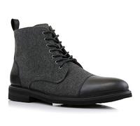 Polar Fox Men's Ankle Dress Boots | Lace-up Casual Fashion Boot Collection | Cap Toe & Plain Toe Styles, 1. Black & Wool, 9 UK