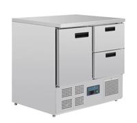 Polar Refrigeration G-Series 155W 2 Drawer Single Door Counter Fridge 240 Litre, Stainless Steel, 2°C to 5°C, 880(H)x900(W)x700(D)mm, 1 Shelf, Fan Assisted Rapid Cooling, Energy Rating C | U637