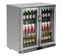 Polar Refrigeration G-Series 230W Back Bar Cooler Display Fridge with Hinged Doors 208 Litre, Stainless Steel, 2°C to 8°C, 900(H)x900(W)x520(D)mm, 4 Shelves, Energy Rating D | GL008