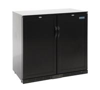 Polar Refrigeration G-Series 230W Back Bar Cooler Fridge with Solid Lockable Doors 208 Litre, Black, 2°C to 8°C, 900(H)x900(W)x520(D)mm, 4 Shelves, Capacity 180x 330ml Bottles, Energy Rating A | GL016